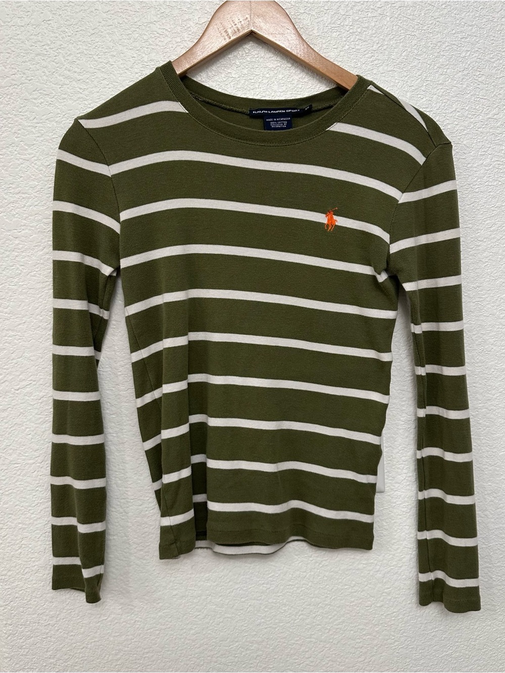 Ralph Lauren Olive Striped Long Sleeve Shirt